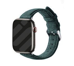 Strap-it® Apple Watch Alcantara bandje met gesp (donkergroen)