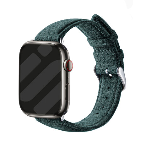 Strap-it® Strap-it Apple Watch Alcantara bandje met gesp (donkergroen)