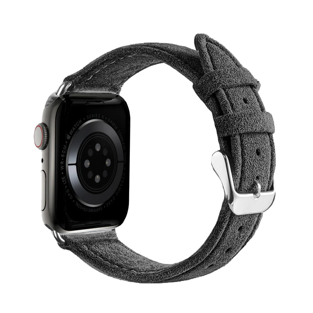 Strap-it® Strap-it Apple Watch Alcantara bandje met gesp (zwart)