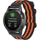 Strap-it® Garmin Fenix 5 / 6 nylon gesp band (zwart/oranje)