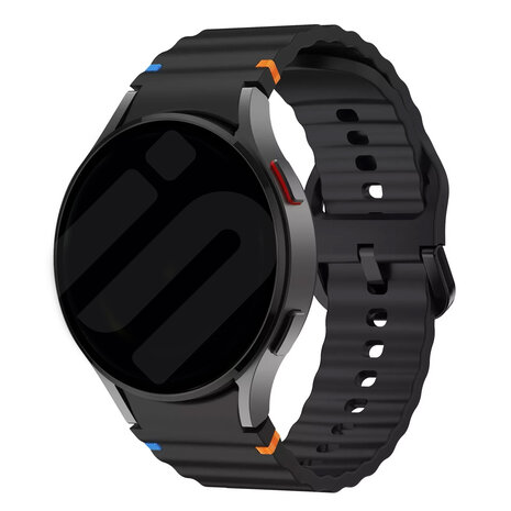 Strap-it® Strap-it Samsung Galaxy Watch 4 44mm Wave bandje (zwart) Strap-it® Strap-it Samsung Galaxy Watch 4 44mm Wave bandje (zwart)
