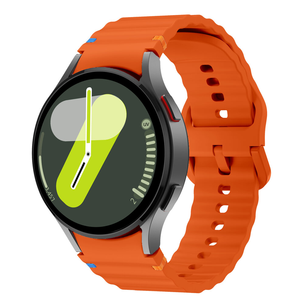 Strap-it® Strap-it Samsung Galaxy Watch 7 - 44mm Wave bandje (oranje) Strap-it® Strap-it Samsung Galaxy Watch 7 - 44mm Wave bandje (oranje)
