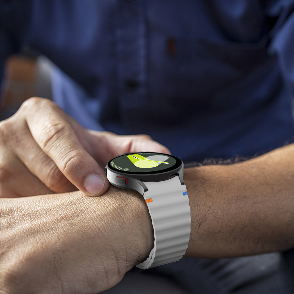 Strap-it® Strap-it Samsung Galaxy Watch 4 44mm Wave bandje (lichtgrijs)