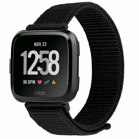 Strap-it® Strap-it Fitbit Versa 2 nylon bandje (zwart)
