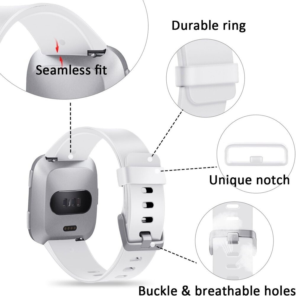 Strap-it® Strap-it Fitbit Versa 2 silicone band (wit)