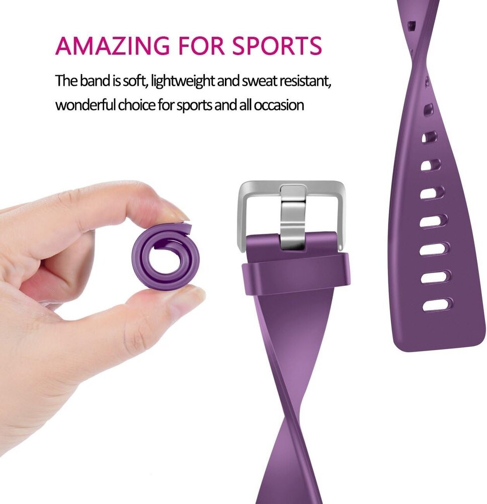 Strap-it® Strap-it Fitbit Versa 2 silicone band (donkerpaars)