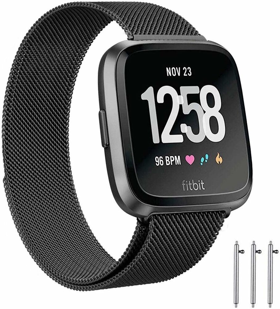 Strap-it® Strap-it Fitbit Versa 2 Milanese band (zwart)