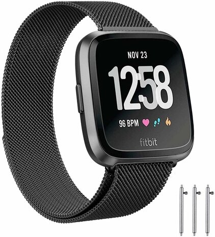 Strap-it® Strap-it Fitbit Versa 2 Milanese band (zwart)