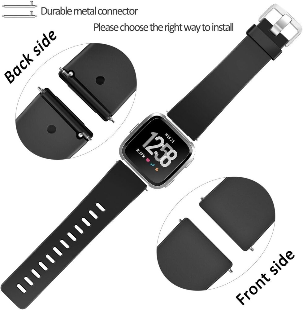 Strap-it® Strap-it Fitbit Versa 2 silicone band (zwart)