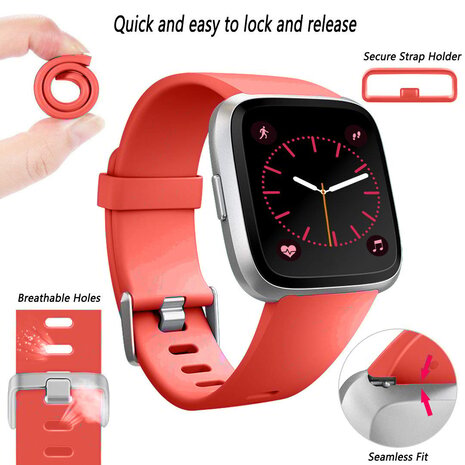 Strap-it® Strap-it Fitbit Versa 2 silicone band (rood)
