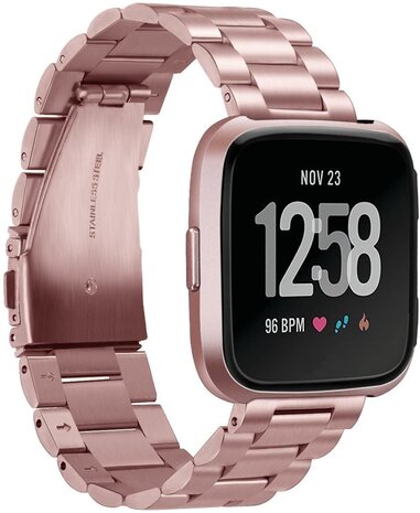 Strap-it® Strap-it Fitbit Versa 2 stalen bandje (roze)