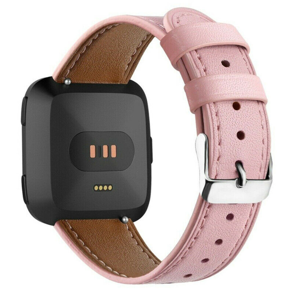 Strap-it® Strap-it Fitbit Versa 2 leren bandje (roze)