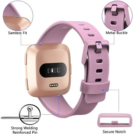 Strap-it® Strap-it Fitbit Versa 2 silicone band (oud-roze)
