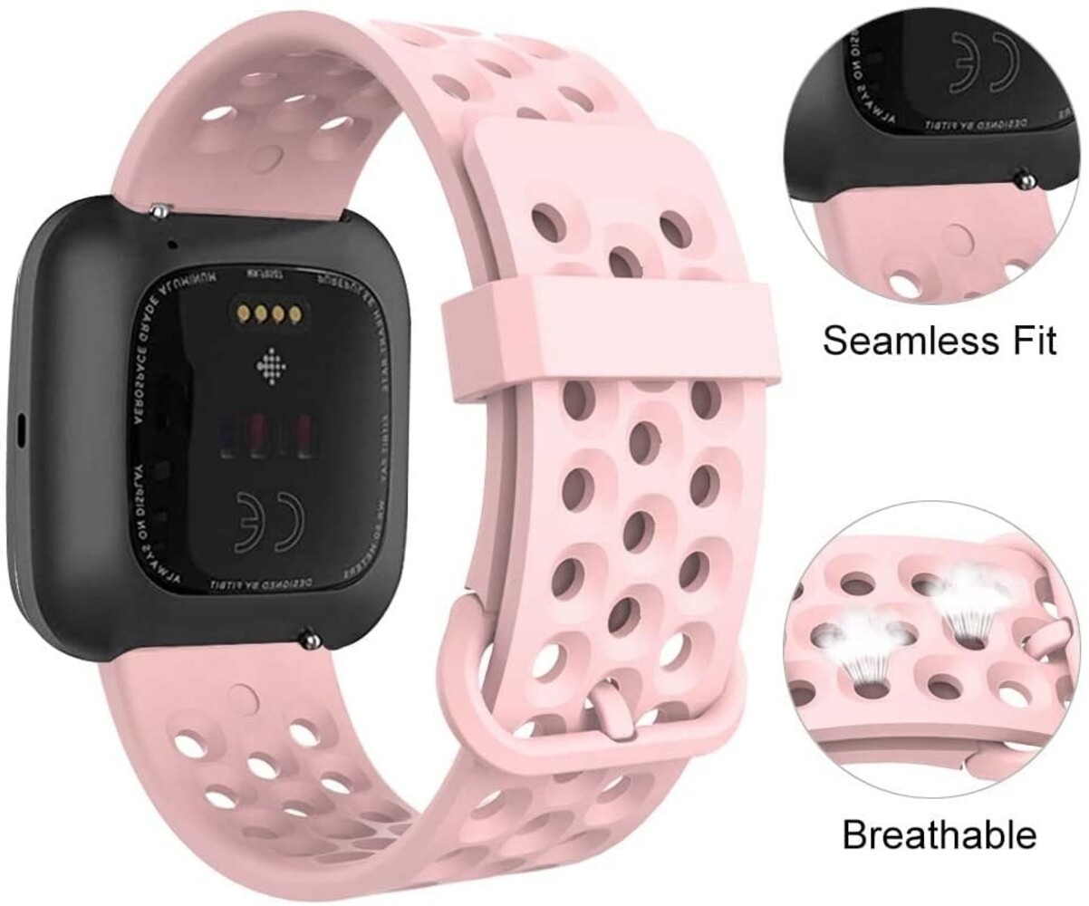 Strap-it® Strap-it Fitbit Versa 2 siliconen bandje met gaatjes (roze)