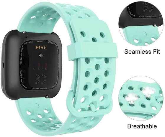 Strap-it® Strap-it Fitbit Versa 2 siliconen bandje met gaatjes (aqua)