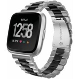 Strap-it® Fitbit Versa 2 stalen bandje (zilver/zwart) Strap-it® Fitbit Versa 2 stalen bandje (zilver/zwart)