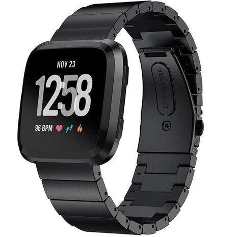 Strap-it® Strap-it Fitbit Versa 2 metalen bandje (zwart)