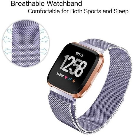 Strap-it® Strap-it Fitbit Versa 2 Milanese band (lichtpaars)