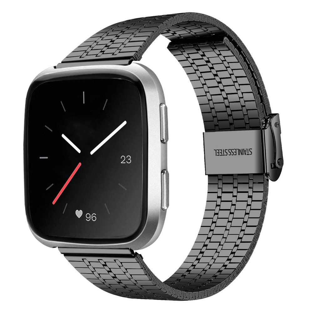 Strap-it® Strap-it Fitbit Versa 2 roestvrij stalen bandje (zwart)