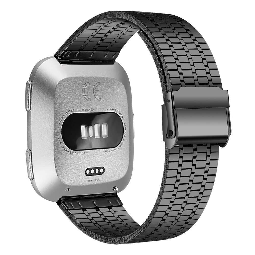 Strap-it® Strap-it Fitbit Versa 2 roestvrij stalen bandje (zwart)