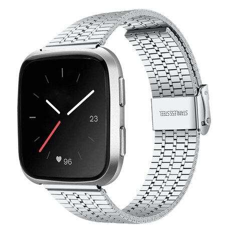 Strap-it® Strap-it Fitbit Versa 2 roestvrij stalen bandje (zilver)