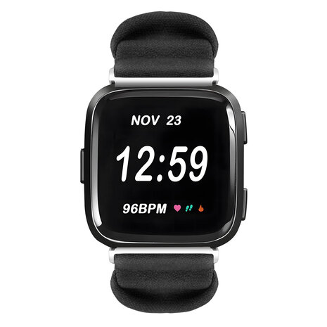 Strap-it® Strap-it Fitbit Versa 2 scrunchie bandje (zwart)