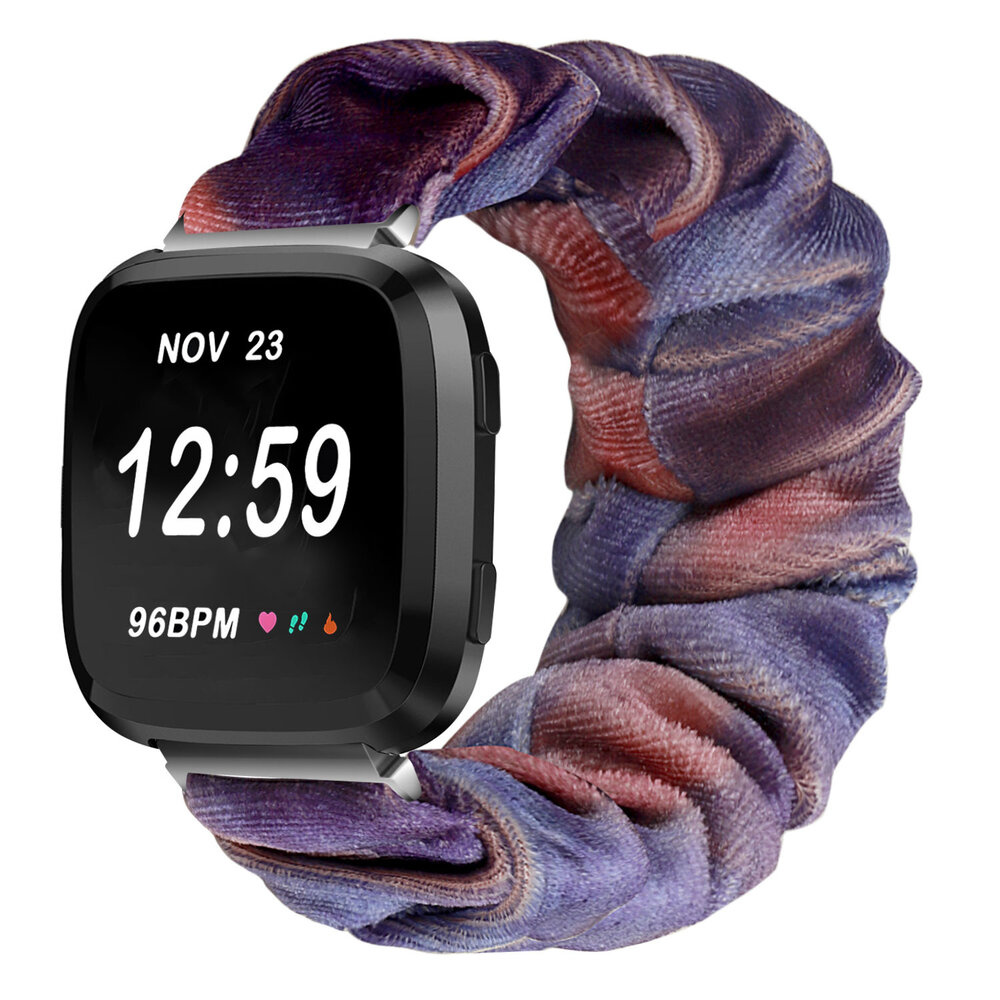 Strap-it® Strap-it Fitbit Versa 2 scrunchie bandje (blauw/roze) Strap-it® Strap-it Fitbit Versa 2 scrunchie bandje (blauw/roze)