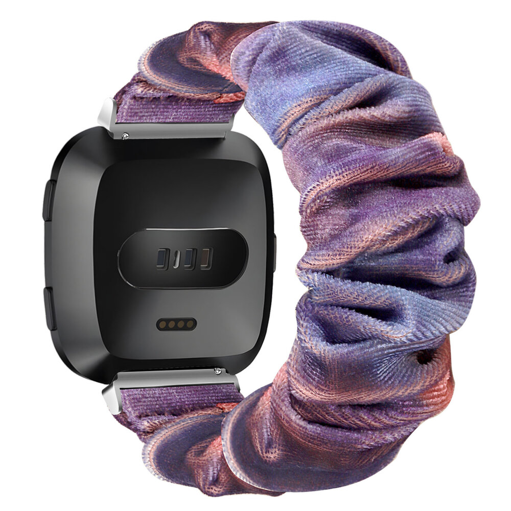 Strap-it® Strap-it Fitbit Versa 2 scrunchie bandje (blauw/roze) Strap-it® Strap-it Fitbit Versa 2 scrunchie bandje (blauw/roze)