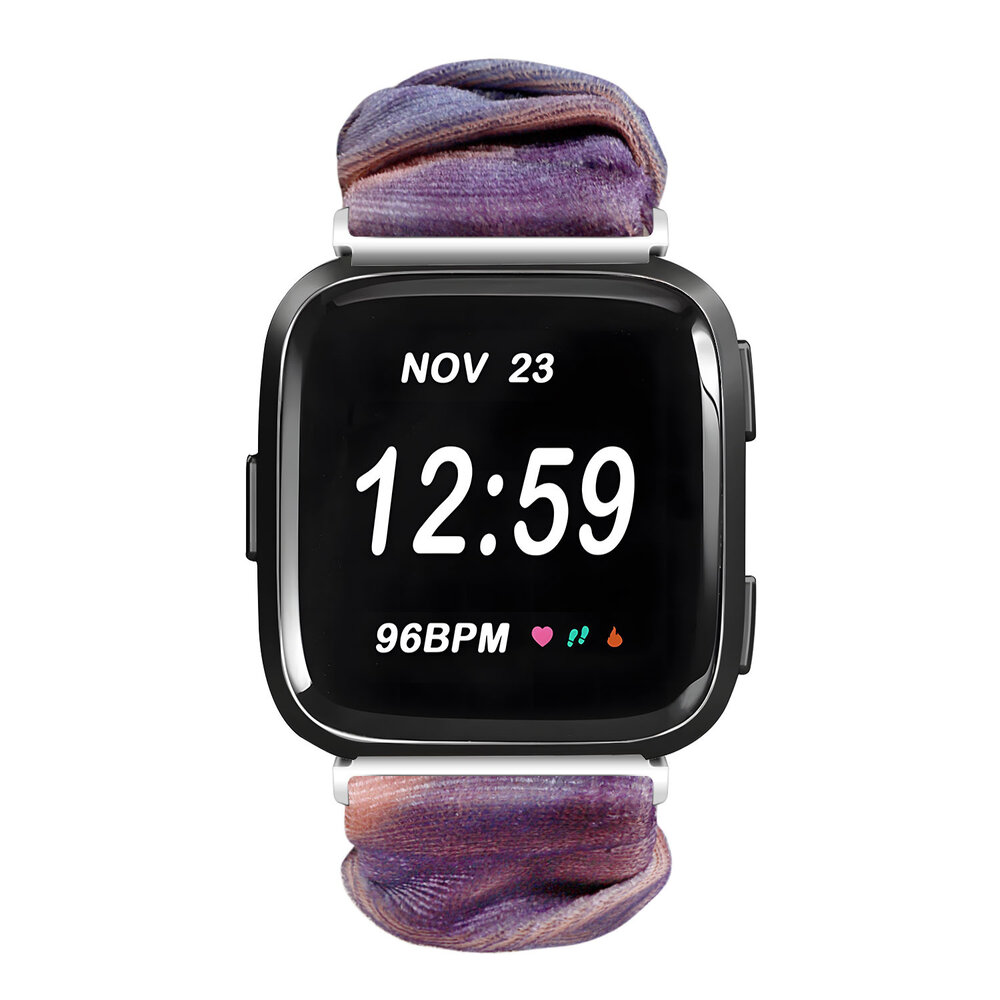 Strap-it® Strap-it Fitbit Versa 2 scrunchie bandje (blauw/roze) Strap-it® Strap-it Fitbit Versa 2 scrunchie bandje (blauw/roze)