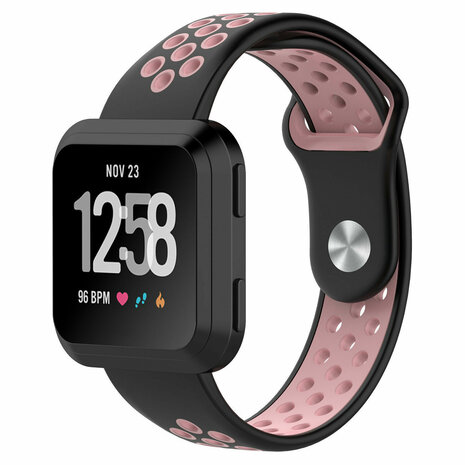 Strap-it® Strap-it Fitbit Versa 2 sport band (zwart/lichtroze)