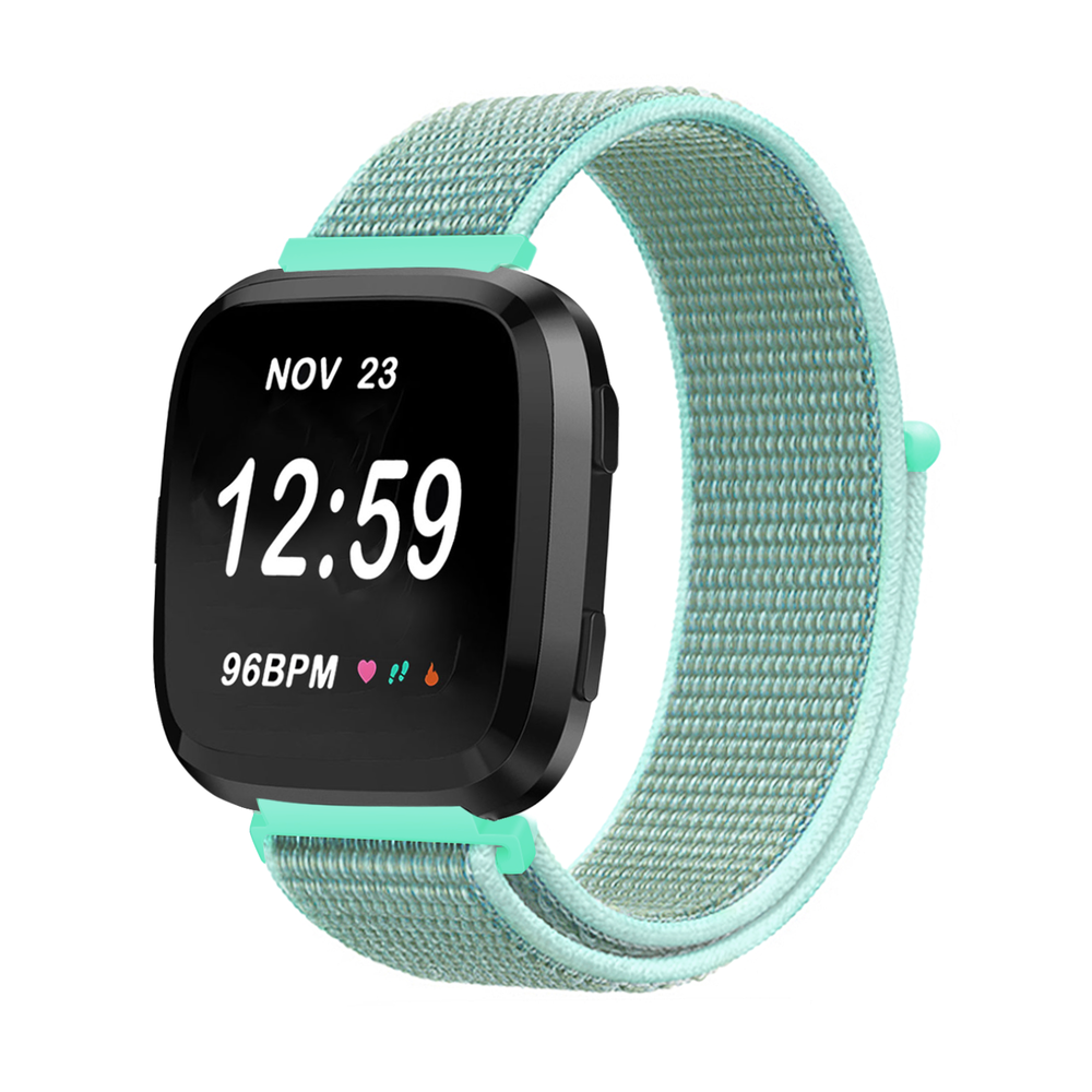 Strap-it® Strap-it Fitbit Versa 2 nylon bandje (mint groen)