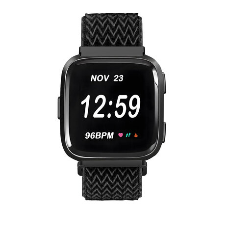 Strap-it® Strap-it Fitbit Versa 2 elastisch bandje (zwart)