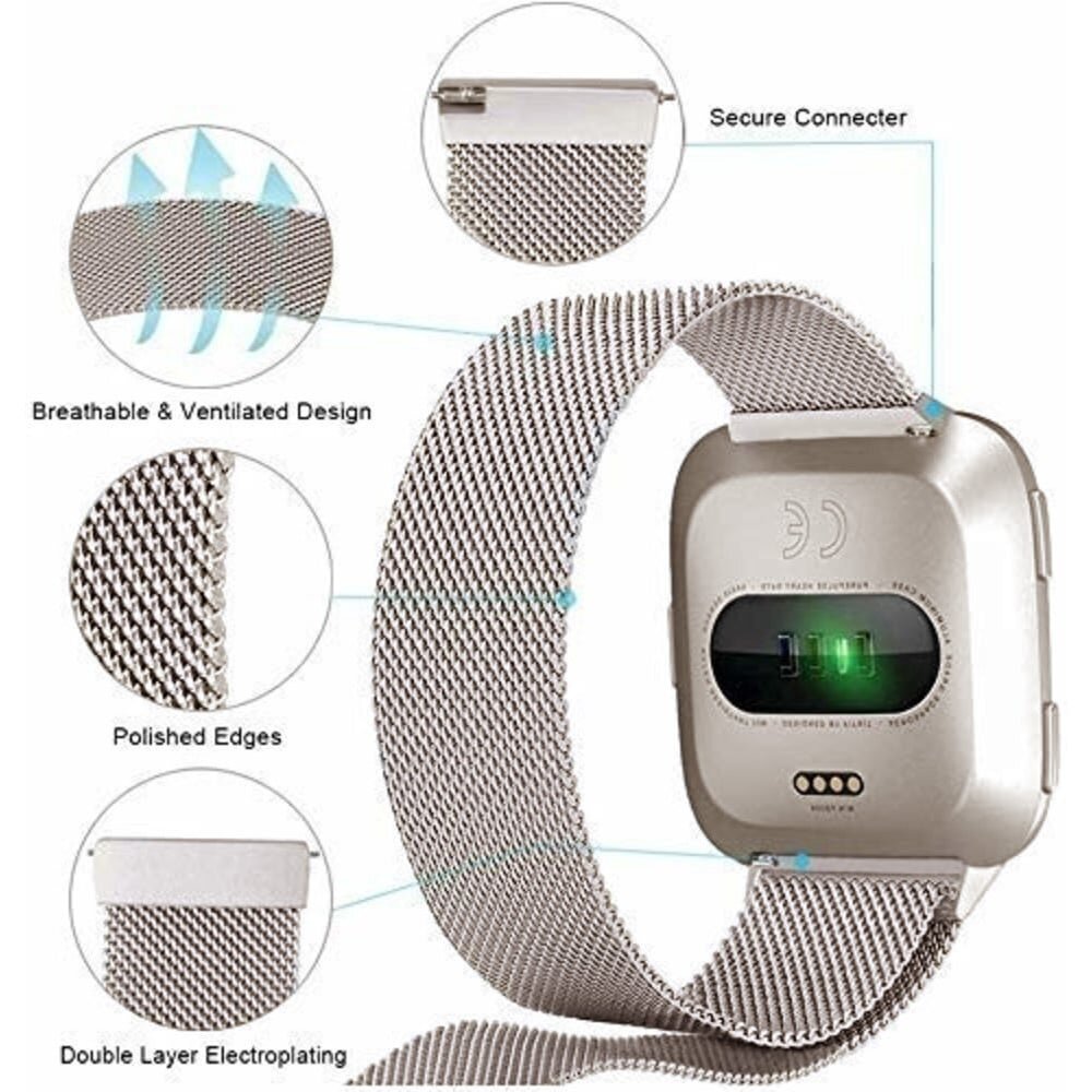 Strap-it® Strap-it Fitbit Versa 2 Milanese band (sterrenlicht) Strap-it® Strap-it Fitbit Versa 2 Milanese band (sterrenlicht)
