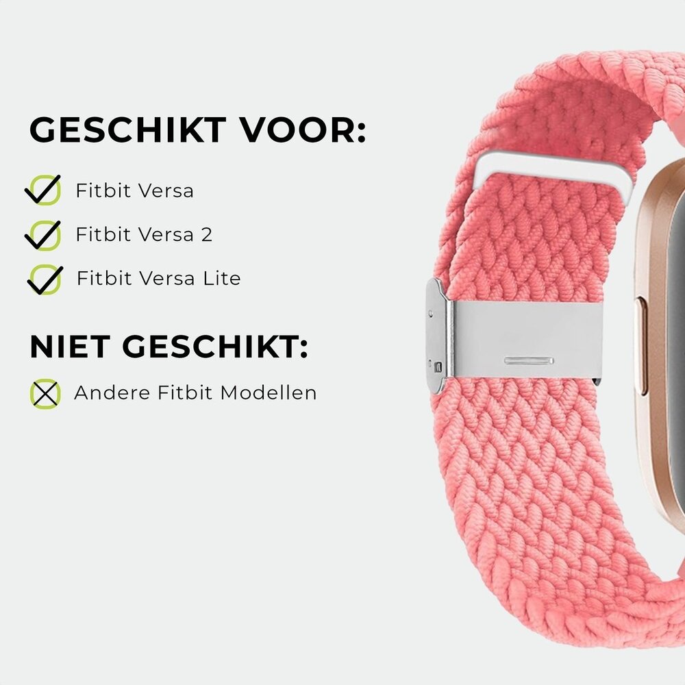 Strap-it® Strap-it Fitbit Versa 2 gevlochten bandje (roze)