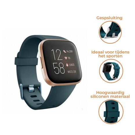 Strap-it® Strap-it Fitbit Versa 2 silicone band (grijsblauw)