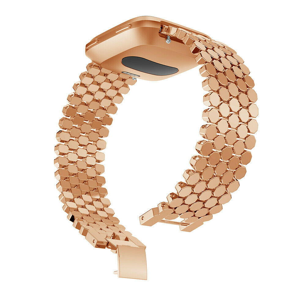 Strap-it® Strap-it Fitbit Versa 2 stalen vis band (rosé goud)