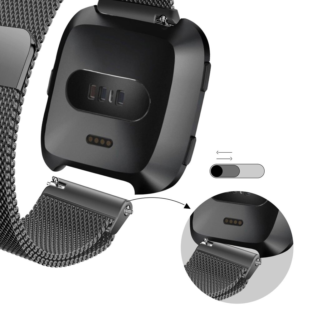 Bandz Bandz Fitbit Versa 2 Milanese loop band (zwart)
