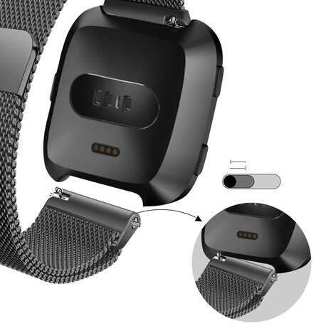 Bandz Bandz Fitbit Versa 2 Milanese loop band (zwart)