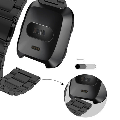 Bandz Bandz Fitbit Versa 2 stalen band 'Classic' (zwart)