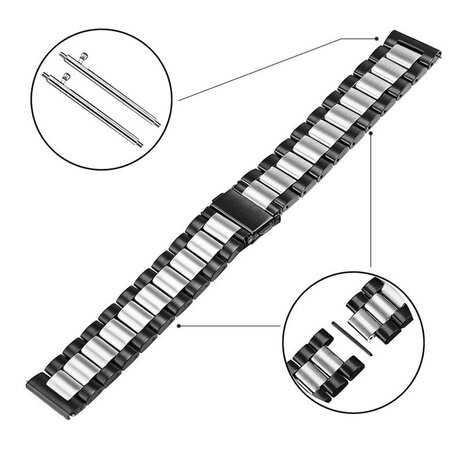 Strap-it® Strap-it Fitbit Versa 2 stalen bandje (zwart/zilver)