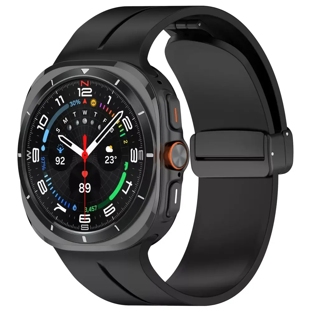 Samsung Galaxy Watch Ultra sport band met D buckle zwart Smartwatchbanden