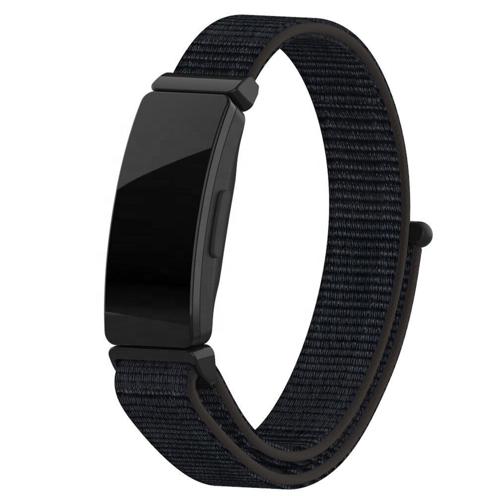 Strap-it® Strap-it Fitbit Inspire 2 nylon bandje (zwart)