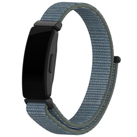 Strap-it® Strap-it Fitbit Inspire 2 nylon bandje (groen-grijs)