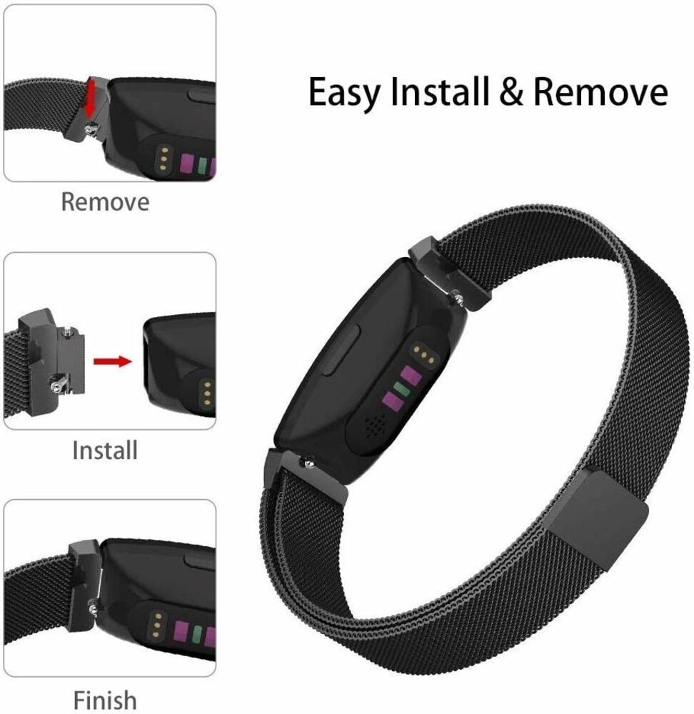 Strap-it® Strap-it Fitbit Inspire 2 Milanese band (zwart)