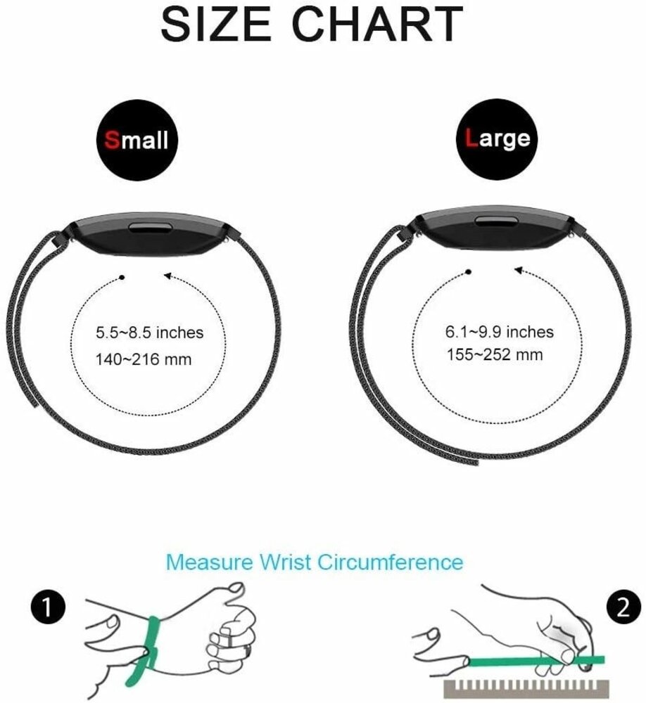 Strap-it® Strap-it Fitbit Inspire 2 Milanese band (zwart)