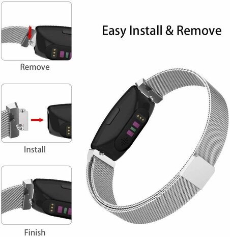 Fitbit inspire 2 Milanese band zilver Smartwatchbanden