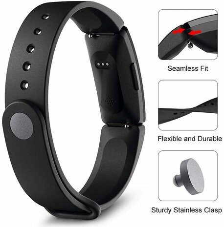 Strap-it® Strap-it Fitbit Inspire 2 silicone bandje (zwart)