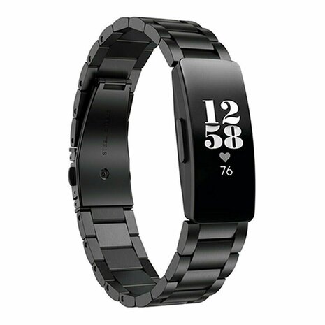 Strap-it® Strap-it Fitbit Inspire 2 stalen bandje (zwart)