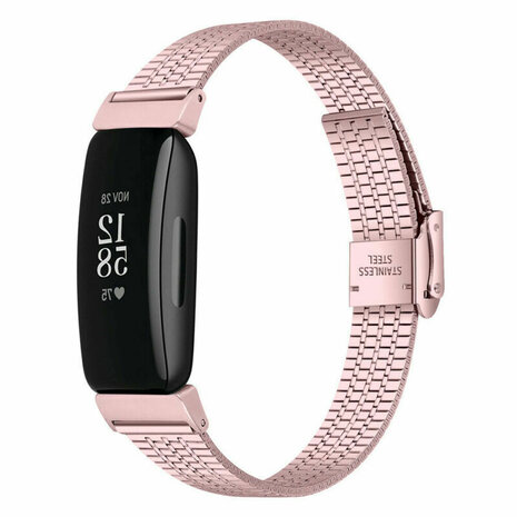 Strap-it® Strap-it Fitbit Inspire 2 roestvrij stalen band (rosé pink) Strap-it® Strap-it Fitbit Inspire 2 roestvrij stalen band (rosé pink)
