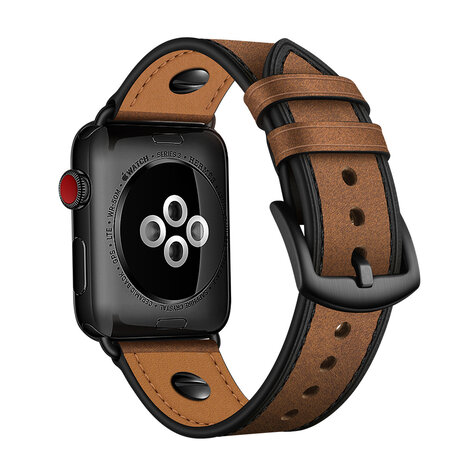 Strap-it® Strap-it Apple Watch geschroefde leren bandje (donkerbruin)